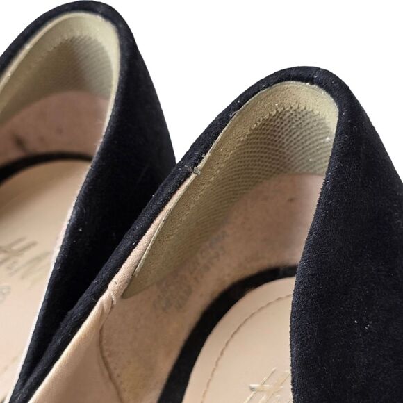 H&M Women's Black Faux Suede Leather Pointed Toe Classic Kitten Pumps Heels 38 - Picture 9 of 16